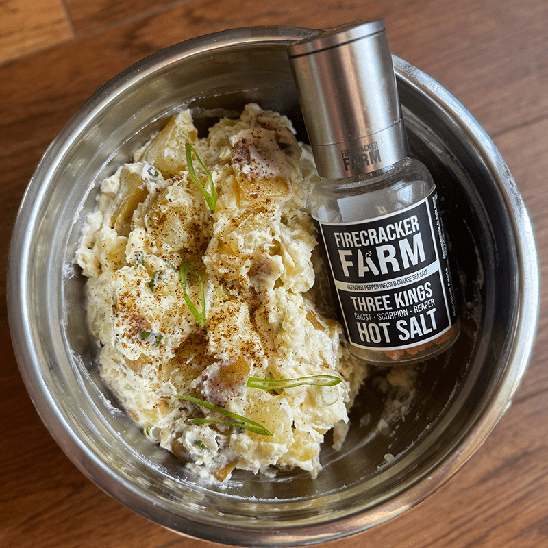 Smoked Yellow Potato Salad with Firecracker Farm Salt - Photos and recipe: Dave Sands Firecracker Farm Recipe Image