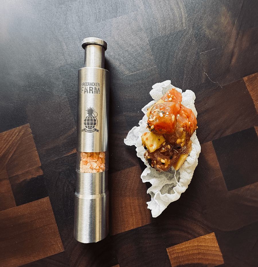 Crispy Rice Chip Ahi Poke Bites with Pineapple Express Salt