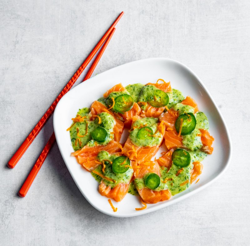 Orange and Coconut Salmon Sashimi Crudo
