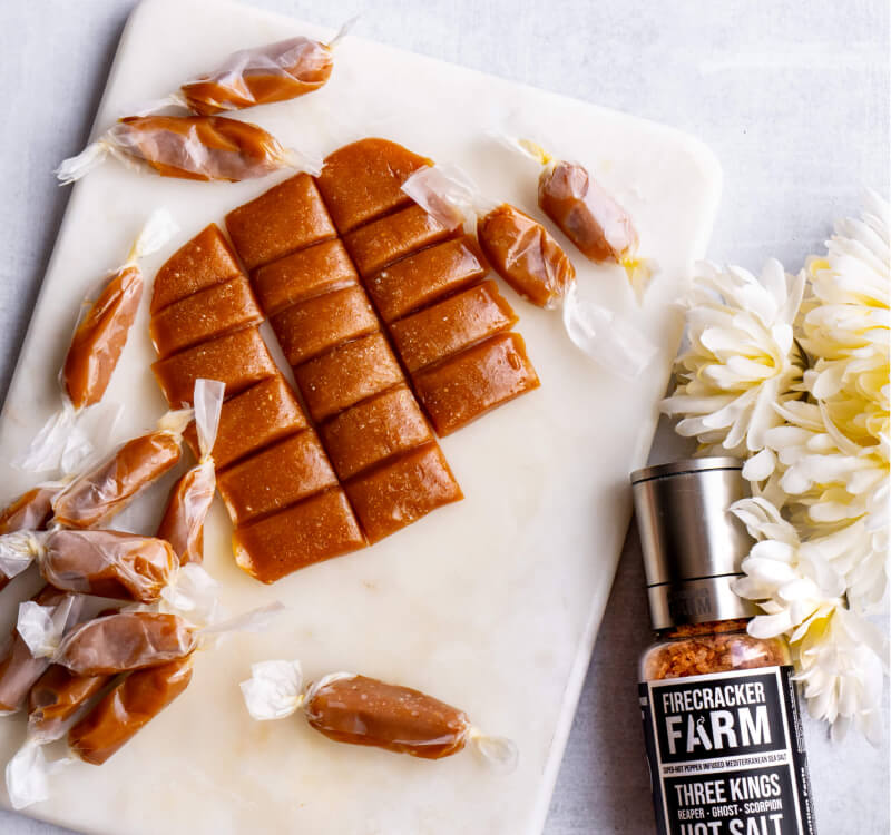 Spicy Soft Caramel Candies - Photos and recipe: Gina Hansen Firecracker Farm Recipe Image